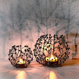 Theelichthouder zwart metaal set van 2 - 9,5 en 14 cm hoog - ideale tafeldecoratie woonkamer - vensterbank - decoratie woning modern - kaarsen decoratieset