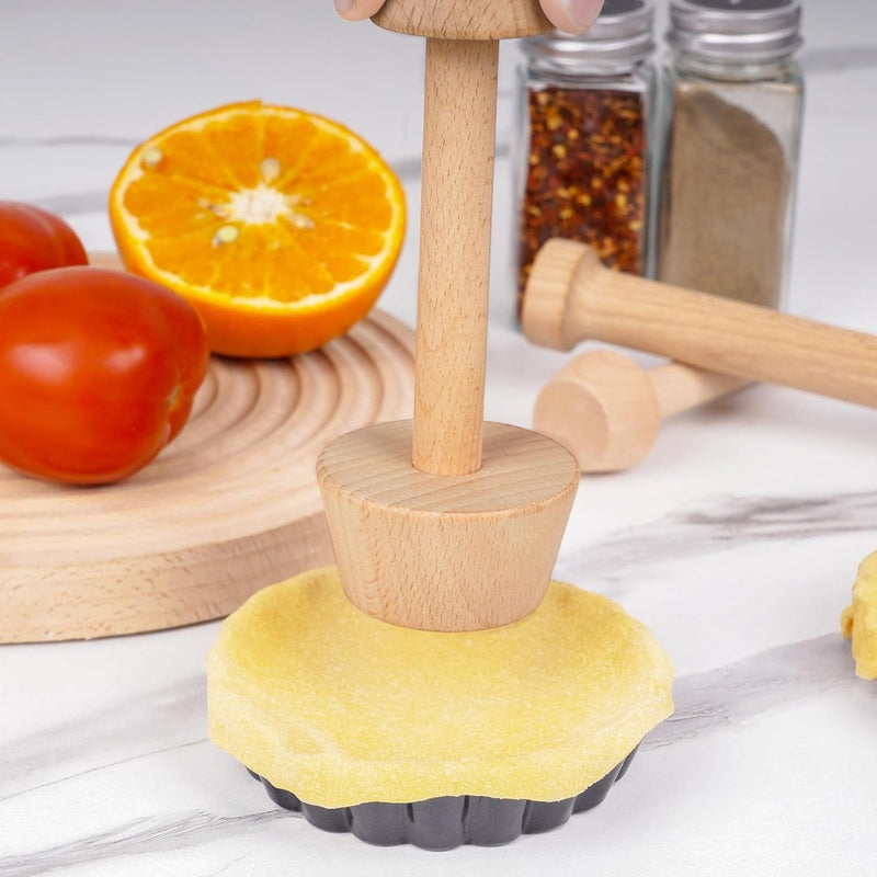 Aardappelstamper hout [3 maten] - dubbelzijdige kruidenstamper voor zuurkool, taarten, deeg, mini-eier- en cheesecakes - voedselveilig bakken accessoires voor het persen en vormen