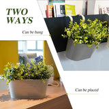 2 stuks hangende metalen bloempot met haken, voor balkon, bloempot, hangend, voor decoratie, balkon, tuin, muur, binnen en buiten, grijs