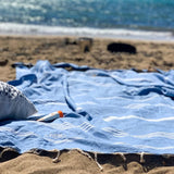 Strandhanddoek, groot, 300 x 200 cm, van 100% katoen, stranddeken voor familie-saunahanddoek, badhanddoek, XXL-zandvrije strandstoel, hamamdoek, verpakt als cadeau