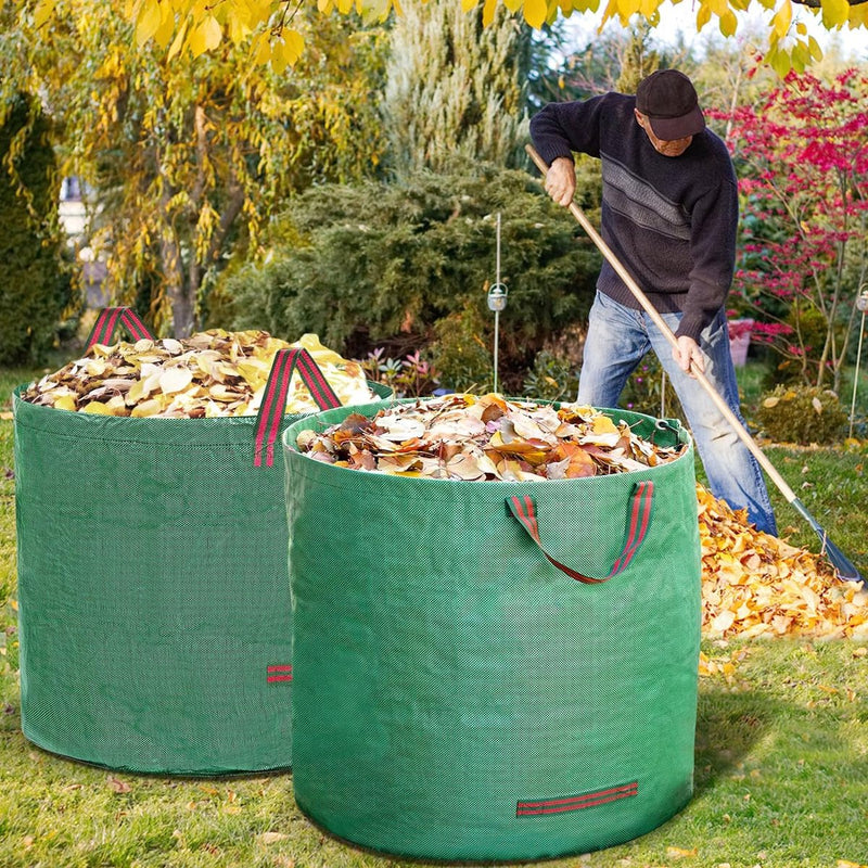 Tuinafvalzak, 2 x 120 liter, zelfstaande tuinzak met 4 handgrepen, robuust en waterdicht, stabiel, robuust en opvouwbaar, grote afvalzak voor gras, bladeren, heg, tuinafval