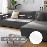 Bankhoes, hoekbank, L-vorm, stretch, bankovertrek, universele bankovertrek voor 1/2/3/4-zits, 4-zits, grijs (Lvormige hoekbank vereist twee stuks)