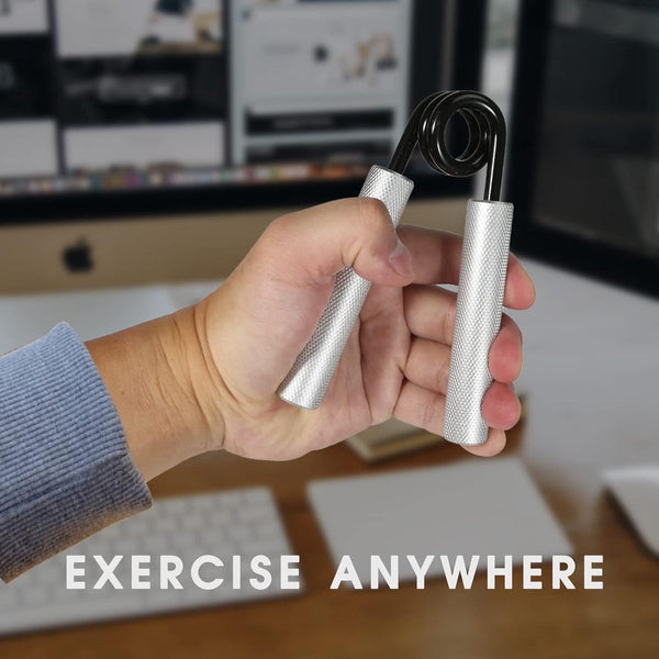 Set van 6 metalen onderarmtrainer 100 LB-350 LB, antislip gripsterktetrainer, handgreeptrainer voor spieropbouw en handrevalidatieoefeningen, zilver