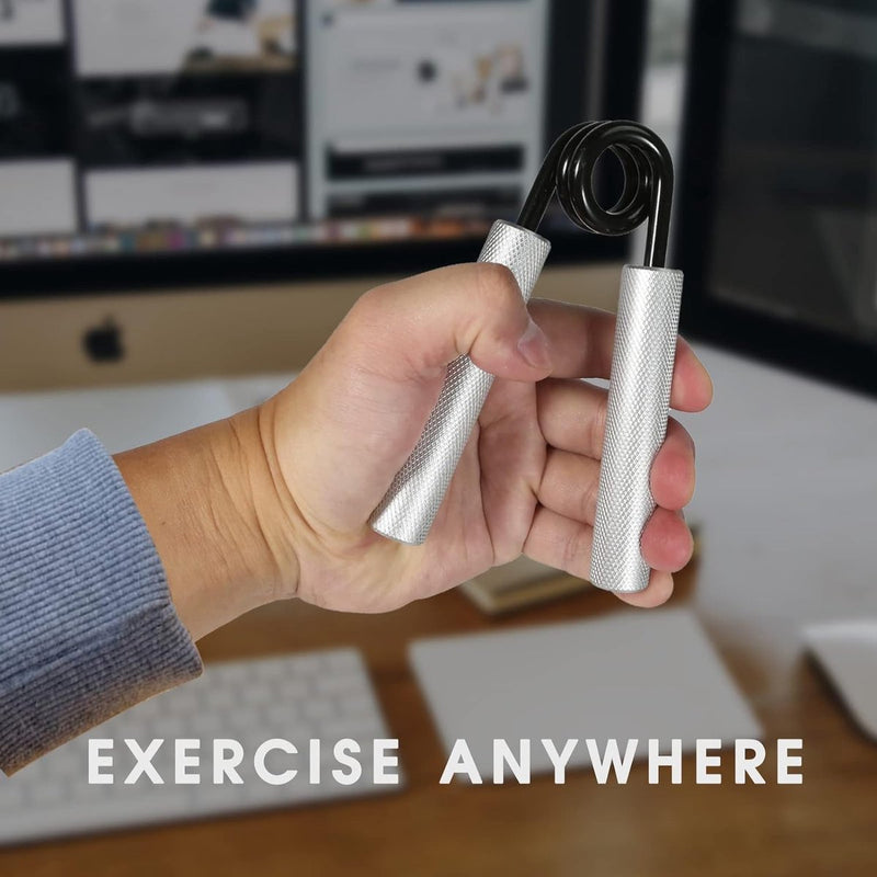 Set van 6 metalen onderarmtrainer 100 LB-350 LB, antislip gripsterktetrainer, handgreeptrainer voor spieropbouw en handrevalidatieoefeningen, zilver