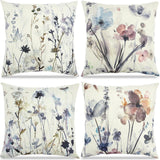 Kussensloop 40 x 40 cm, set van 4 linnen, decoratieve kussenhoezen voor bank, woonkamer, slaapkamer, kantoor, woondecoratie (40 x 40 cm, stijl 1)