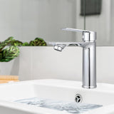 Kraan badkamerset, wastafelarmatuur chroom, warm en koud instelbaar, badkamerkraan waterbesparend met stop wastafel van roestvrij staal (de slangen zijn niet inbegrepen))