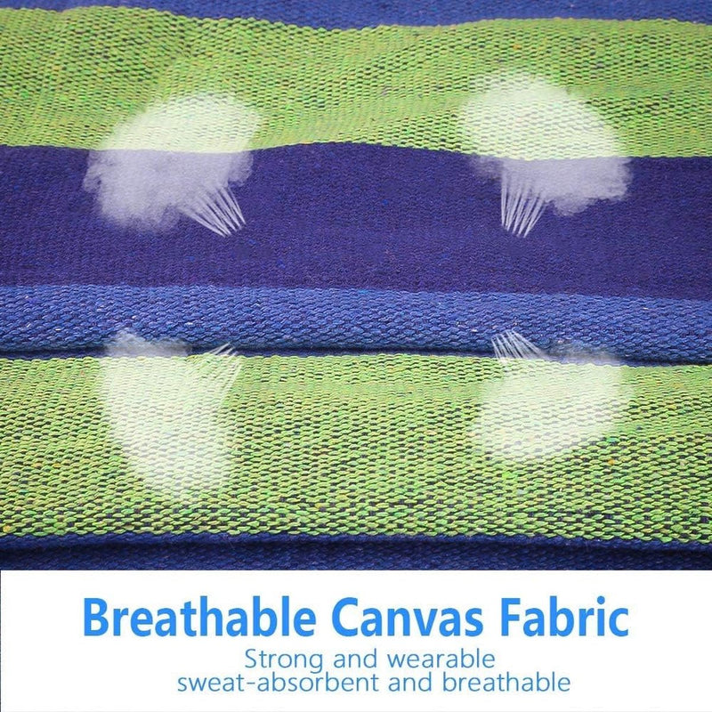 Outdoor katoenen dubbele hangmat met draagtas, voor binnen, balkons, tuinen, reizen, kamperen, strand, 300 kg draagvermogen, 280 x 150 cm