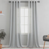 Gordijnen met natuurlijke linnenstructuur, gordijnen met inslagringen, linnen, gordijnen voor raam, woonkamer (lichtgrijs, H x B) 260 x 140 cm, 2 stuks