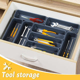 12 stuks lade-organizer, kantooropbergsysteem, opbergdoos, ladeorganizer keuken, verstelbaar, antislip organizer voor bureau, badkamer, kantoor, benodigdheden