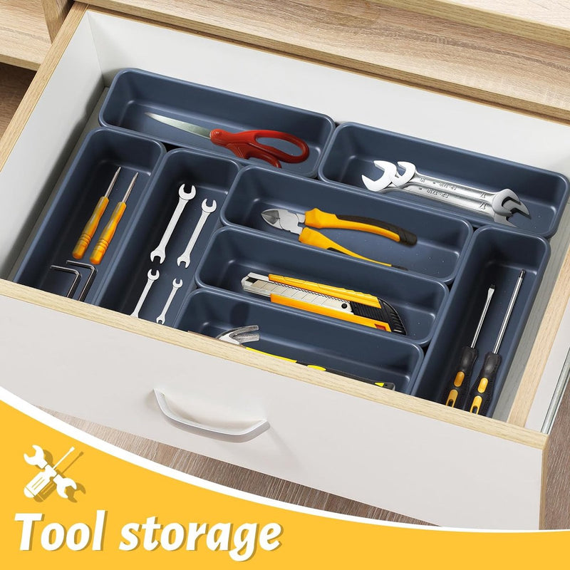 12 stuks lade-organizer, kantooropbergsysteem, opbergdoos, ladeorganizer keuken, verstelbaar, antislip organizer voor bureau, badkamer, kantoor, benodigdheden