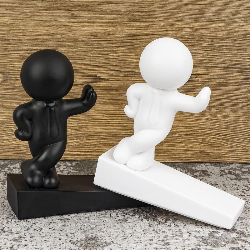 2 stuks decoratieve buddy-deurstopper, effectief om uw deur open te houden, zwart en wit