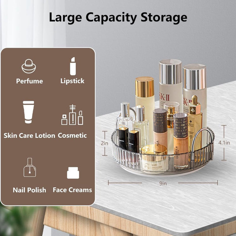 Roterende make-up organizer voor kaptafel, roterende cosmetische opslag (1 laag, rookgrijs)