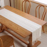Tafelloper Boho Tafelloper, landelijke stijl, met handgemaakte kwastjes, tafelkleed voor boerderij, tafeldecoratie, 200 x 32 cm