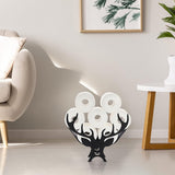 Toiletrolhouder Zwart gewei Metalen toiletrolhouder Verticale papierhouder Toiletrolhouder Handdoekhouder Ambachtelijke decoratie voor badkamer Woonkamer Keuken Hotel