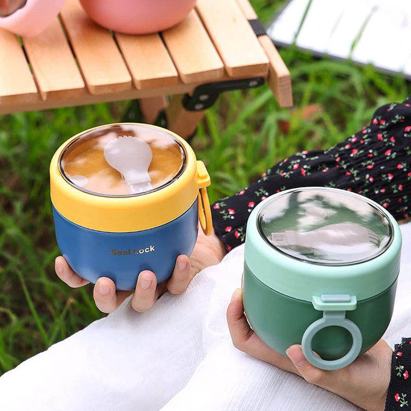 600 ml mueslibeker, yoghurtbeker, yoghurtbeker, lekvrije salade, to-go beker, papbeker, PP lunchbox, lunchpot to go & vouwlepel voor elk ontbijt, lunch, wit