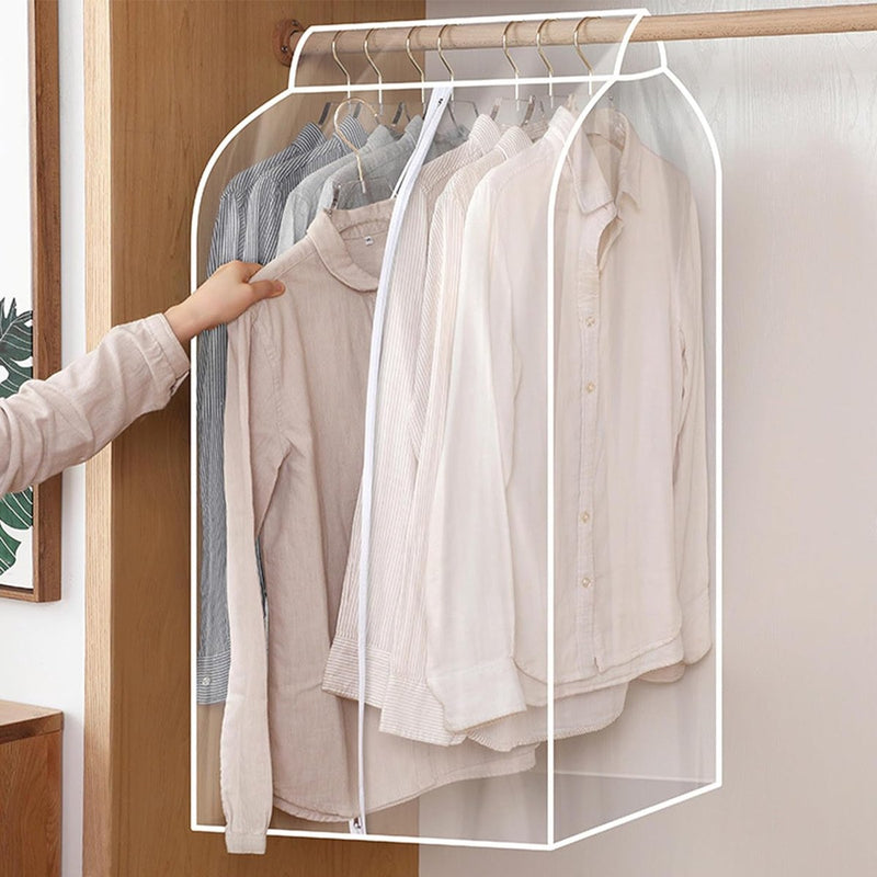 2 stuks afdekking kledingstandaard, 60 x 50 x 90 cm / 60 x 50 x 110 cm, doorschijnend anti-stof kledingbeschermhoezen, stofdicht, vocht, verlengde riem, ter bescherming van kledingopslag