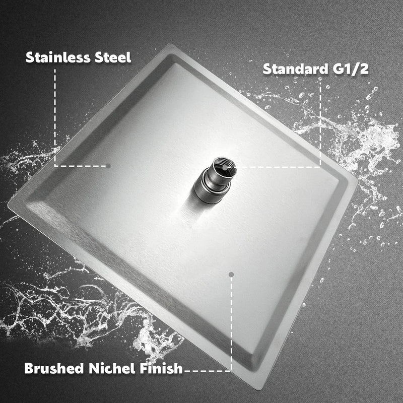 Regendouche 12 inch regendouchekop, vierkante inbouwdouchekoppen, douchekop, waterval, regendouche van roestvrij staal met anti-kalk sproeiers