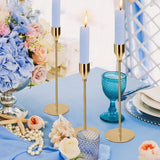 Kaarshouder, kaarshouder, gouden kaarslicht taper kaars, decoratieve kaarshouder van hoog metaal voor feest, bruiloft, diner, kerstdecoratie, 3 stuks