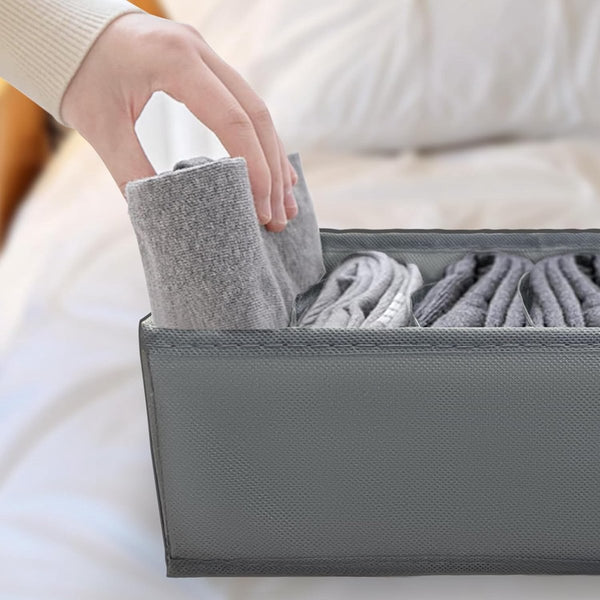 Ondergoedorganizer, set van 4, opvouwbare kledingkastorganizer, lade-opbergsysteem voor sokken, stropdassen, beha's en babykleding, grijs
