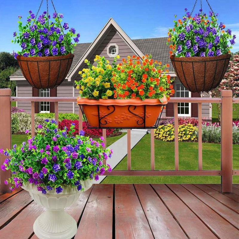 Kunstbloemen, 4 stuks Kunstbloemen Groen UV-bestendige planten Heesters Nepbloemen Binnen Buiten voor Huis Tuin Bruids Bruiloft Feestdecoratie (Paars)