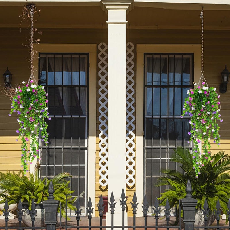 2 stuks kunsthangplanten, bloemen, meerkleurig, kunstbloemen aan de muur, kunsthangplanten, hangbloemen, klimop voor binnen en buiten, balkon, bruiloft, tuin, wanddecoratie