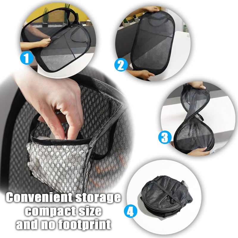 2 stuks opvouwbare wasmandset, pop-up 75 liter, wasmand, opvouwbaar, met zijzak, wasverzamelaar met handgrepen, wasmand voor bijkeuken, netjes opbergen van kleding (zwart)