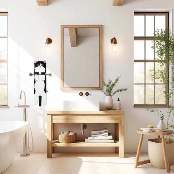 Kattenhanddoeken voor badkamer, grappige kattenkeukendoeken, decoratieve handdoek, gepersonaliseerd, kattenhanddoek, absorberend, zacht, cadeaus voor vrouwen/kattenliefhebbers (A)