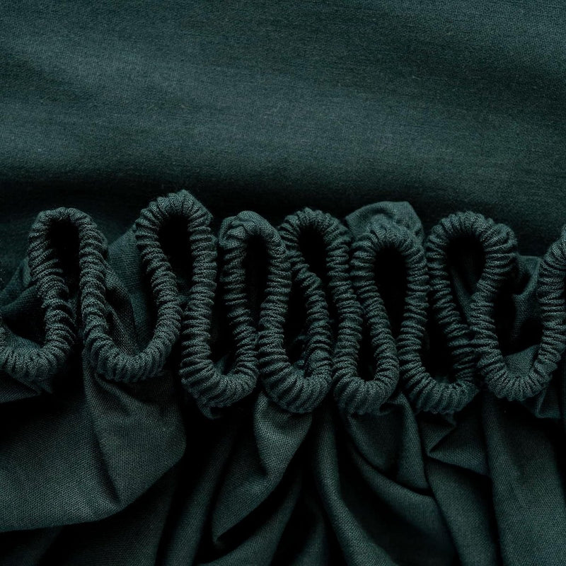 Renforce katoenen hoeslaken, 100% katoen, zacht en ademend, 90 x 200 x 30 cm, jersey bedlaken/donkergroen