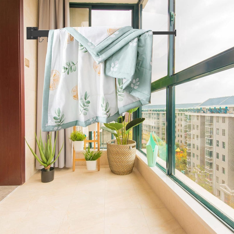 Intrekbare kledingdroger, wandmontage met handdoekenrek, ruimtebesparend opvouwbaar, sterk laadvermogen voor balkon, wasruimte, badkamer, terras en slaapkamer (zwart, 3X)