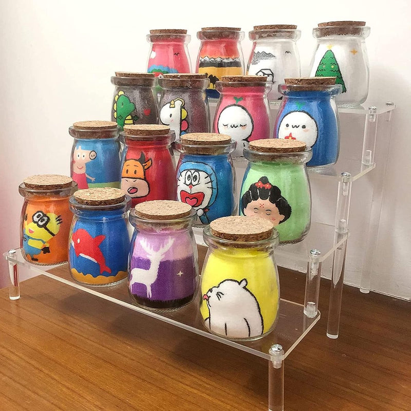 4-traps acryl riser display rek, standaard, tafelblad transparant, parfumorganizer, opslag voor Funko Pops figuren, nagellak, specerijen, cosmetica, kunsthandwerk, sieradenstandaard, cupcake, specerijen, helder