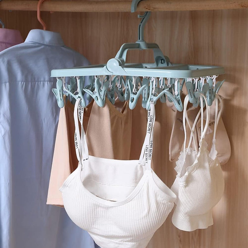 Droogrek, klein, inklapbaar, droogmolen voor buiten met 32 klemmen, waslijn, sokkendroger, camping, wasdroger, klein, voor ondergoed, sokken, handdoeken, babykleding