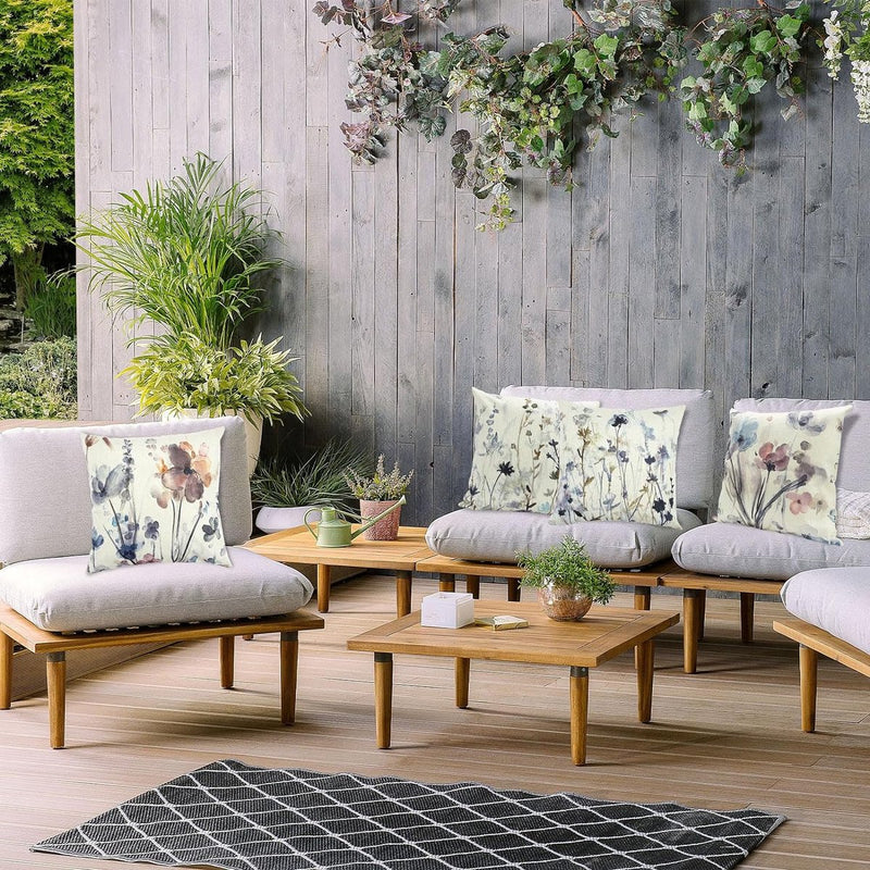 Kussensloop 40 x 40 cm, set van 4 linnen, decoratieve kussenhoezen voor bank, woonkamer, slaapkamer, kantoor, woondecoratie (40 x 40 cm, stijl 1)