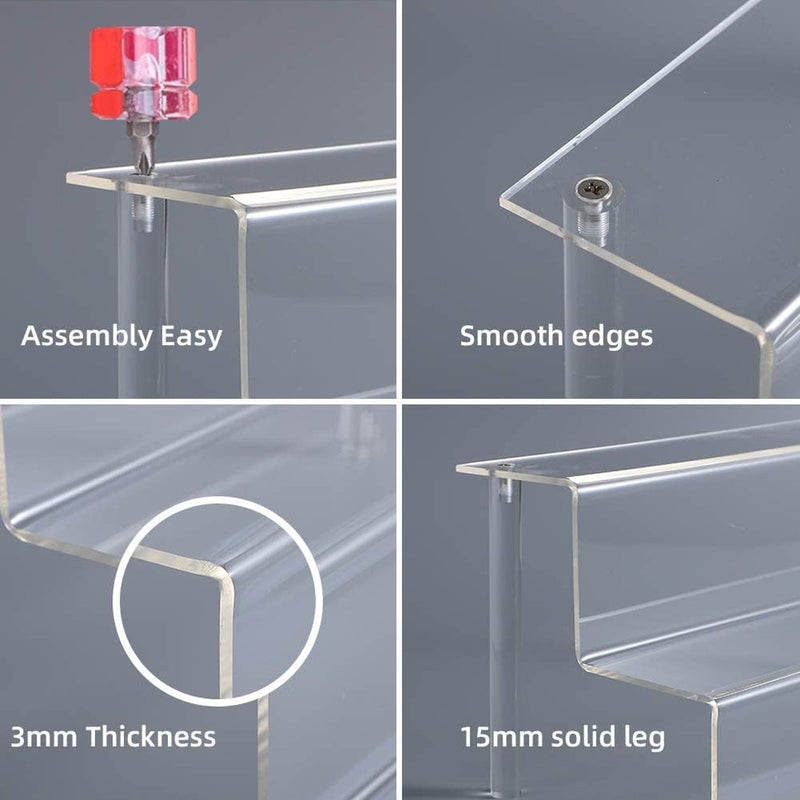 Acryl displaystandaard, 3-laags helder acryl displayverhogers, transparant acryl standaard stijgplank, sieraden display stijgplank vitrine, decoratieve trappen weergeven, voor figuren, cupcake, organisator