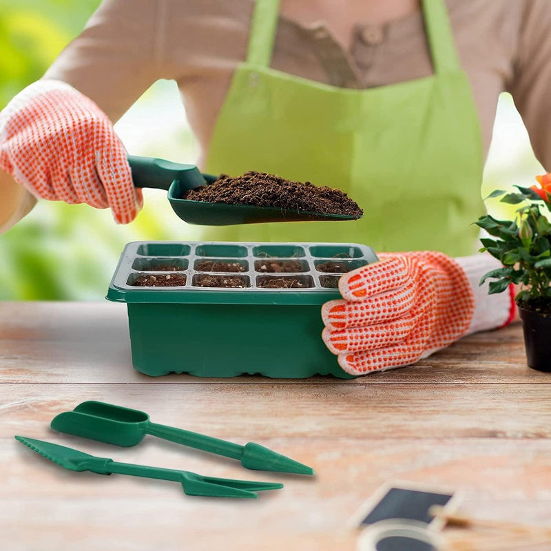 Pakket van 8 binnenkas kweekbox, zaadstartbak 96 cellen, mini broeikasvoortplantingsset, zaailingstartbakken, mini kweekbak voor zaailingplant (groen)