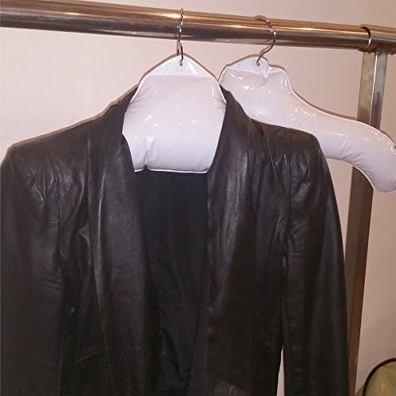 Opblaasbare kleerhangerset voor op reis X 2 Witte ronde schouder, draagbaar, opvouwbaar, ruimtebesparend, antislip, opvouwbaar voor thuis, auto, camping, binnen en buiten