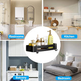 Shower Caddy No Drilling 2 Pack Shower Shelf with 2 Hooks for Bathroom Kitchen Toilet Aluminium Matt Black