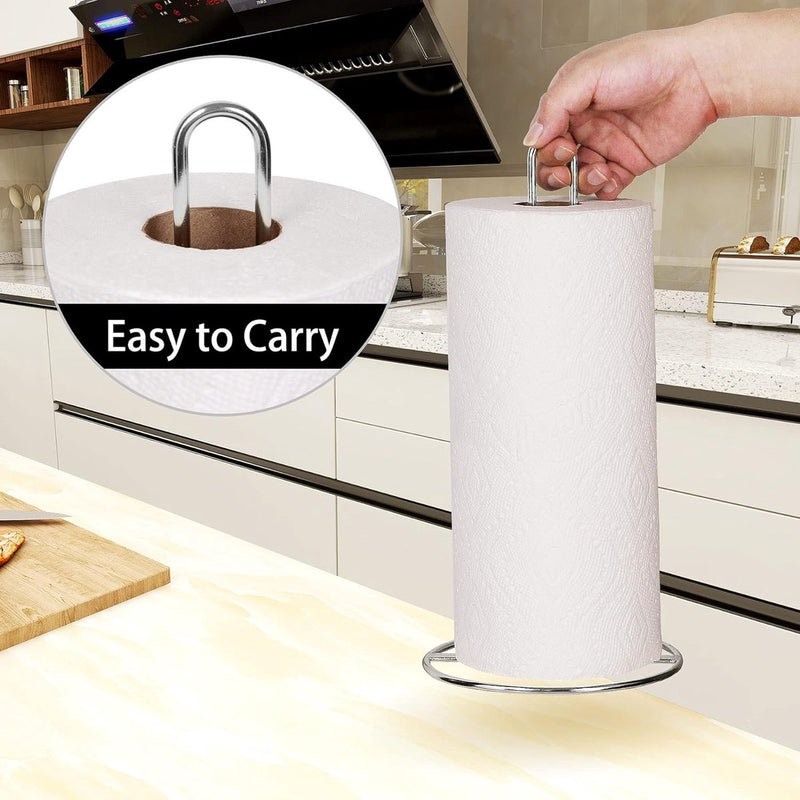 Keukenrolhouder staand, , keukenrolhouder voor standaard en grote rollen, voor keuken- en eettafelwerkblad (zilver)