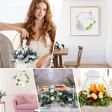 6 stuks metalen ringen om te knutselen, 20 cm zeshoekige decoratieve metalen ring met 6 houten standaarden, gouden draadringen om te knutselen, metalen decoratieve ringen voor doe-het-zelf handwerk, bruiloft, feest, tafelversiering