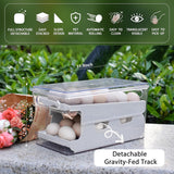 Eiercontainer voor koelkast, dubbelsporige automatische rollende eierhouder voor koelkast, opbergdoos met deksel voor eten, drinken enz. (Parelwit)