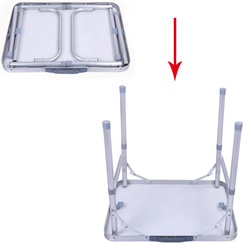Opvouwbare kampeertafel, draagbare kleine aluminium picknicktafel, in hoogte verstelbare buitenkampeertafel, MDF, lichtgewicht, waterdicht en roestbestendig bureau