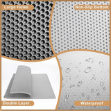 Kattenbakmat, 90 x 76 cm EVA waterdichte kattenbak, kattenmat met honingraatmotief, dubbellaags ontwerp honingraat, kattenbak, grijs, 1 zijde verbonden