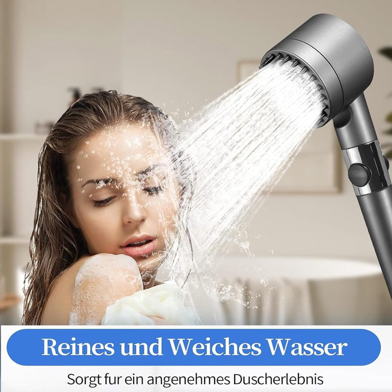 Multifunctionele hogedrukdouchekop, drukverhogende handdouche douchekop met schakelaar, hogedrukdouchekop met filter en verstelbare douchekop met 3 straalsoorten, waterslot-douchekop met één knop