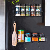 Koelkastrek, magnetisch, kruidenrek, zonder boren, met afneembare haken, hangend, metaal, keukenrek, organizer voor koelkast, set van 2