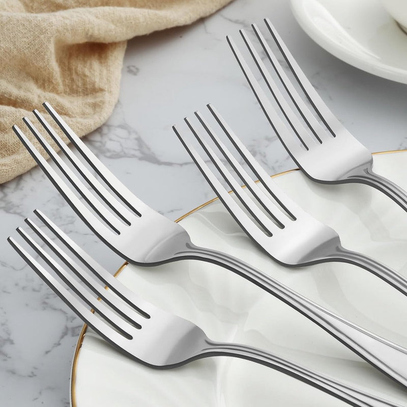 Vorken 24 stuks, 20 cm, roestvrij stalen vorken, tafelvorken, bestekvorken, taartvorken, spiegelgepolijst, dessertvorken, vaatwasmachinebestendig, tafelvorken, geschikt voor thuis, restaurant,