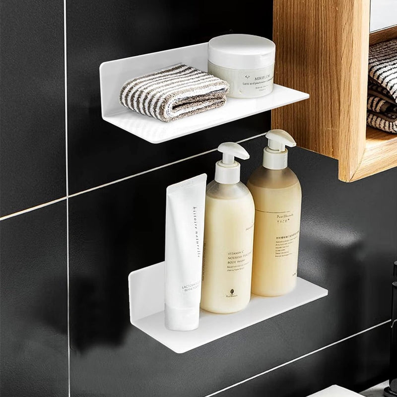 2 stuks wandrek, wit acryl, 23 x 9,5 cm, zwevende wandplanken, zwevend rek, zonder boren, met 4 kabelclips, displayplank muur, mini-rek voor kantoor, badkamer, keuken, slaapkamer