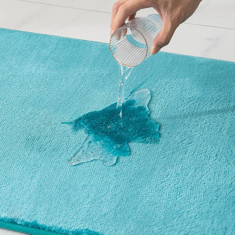 Eenkleurige badmat, traagschuim, badmat, douchemat, badmat, douchemat, decoratieve voetmat, antislipmat voor badkamer en woonkamer, 50 x 80 cm, turquoise