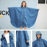 Waterdichte regenponcho voor dames en heren, herbruikbaar, lichte outdoor regenjas, ritssluiting, regenkleding, regenjas met capuchon