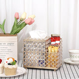 Household Cube Vierkante Tissuehouder Box met Multifunctionele Organizer Zijvak voor Afstandsbediening Vanity Make-up Cosmetics Pen Pencil (Goud)