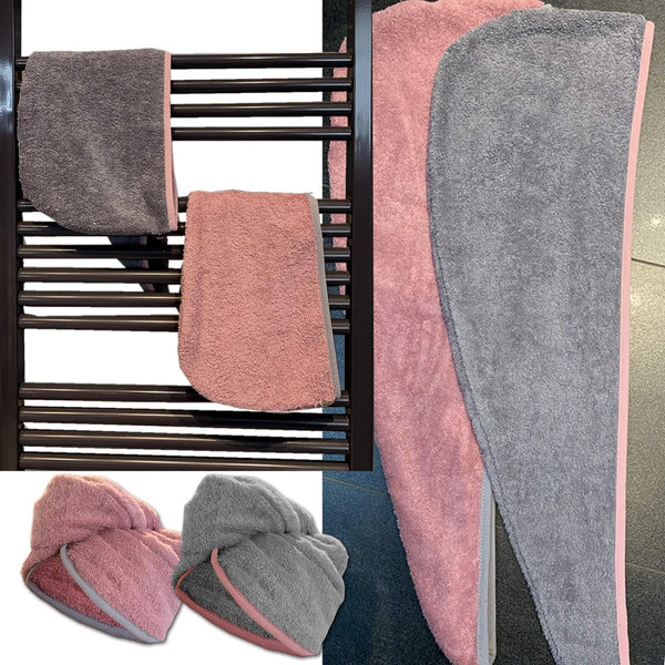 2 stuks badstof tulband haartulband met rubber voor kinderen van 100% katoen, absorberend, stabiele grip, 2 x oudroze