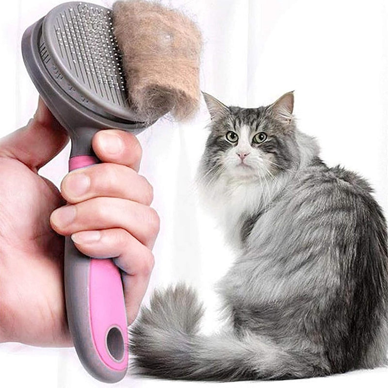 Premium Fachtborstel Dierenhaarkam DeShedding Tool Haarverwijderaar Professionele vachtverzorging voor hond & kattenbontborstel, roze